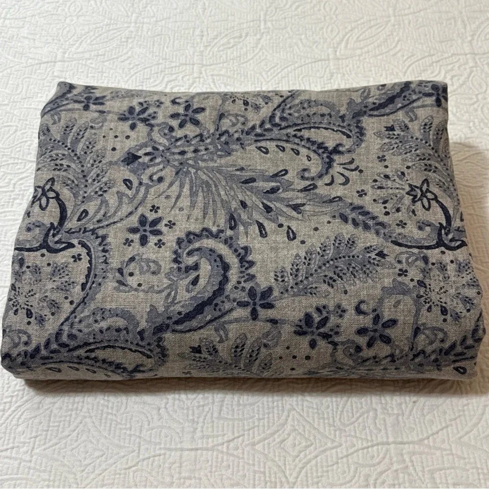 Ethan‎ Allen Queen Duvet Cover Blue Gray Paisley 90